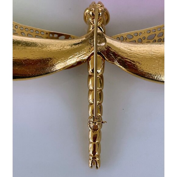 Vintage 1980s Large Peach Dragon Fly Bug Brooch - Picture 7 of 15